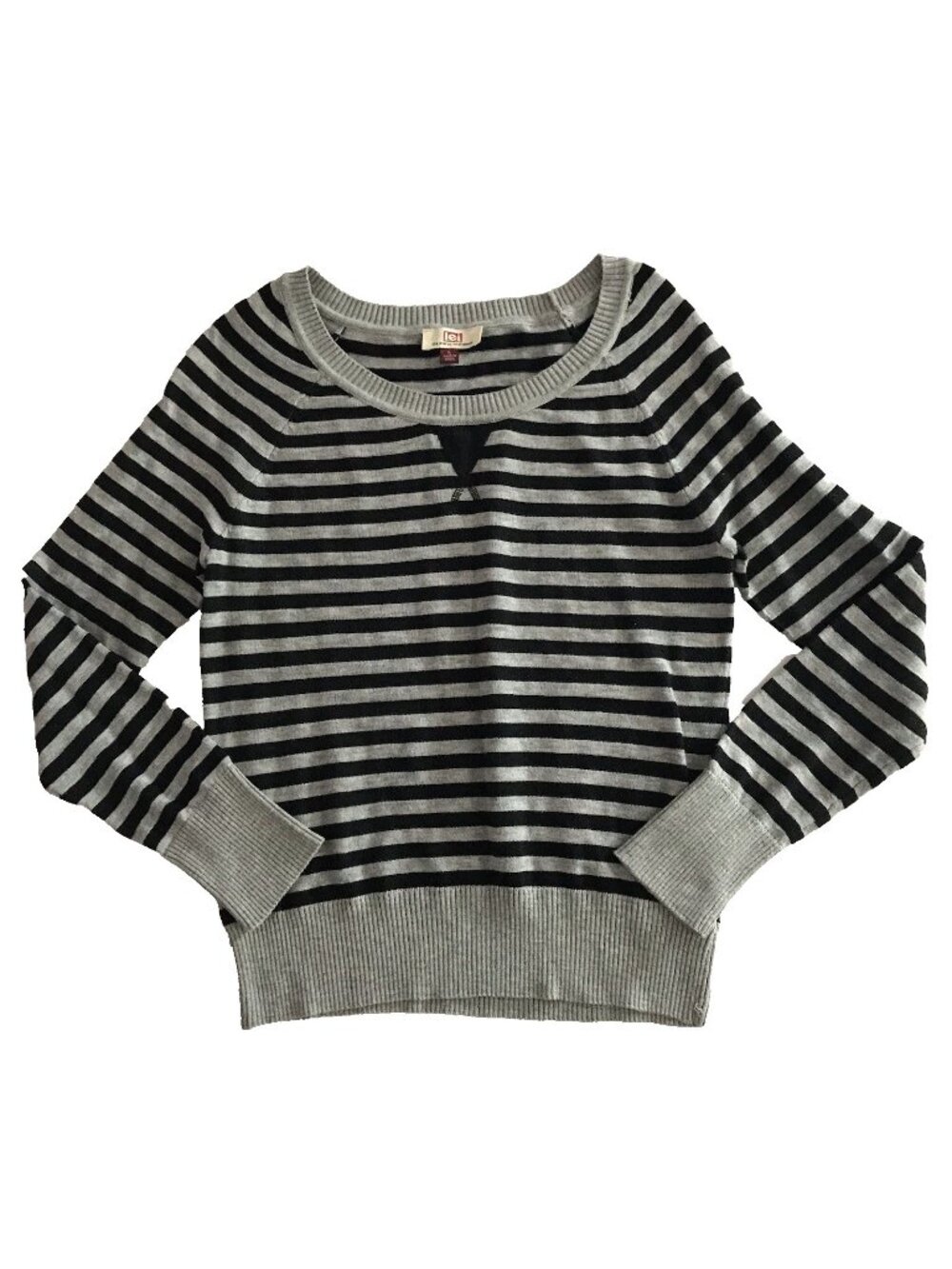 Y2K LEI Sweater Large Pullover Striped Metallic Cyber Mall Goth Grunge Rave Jrs